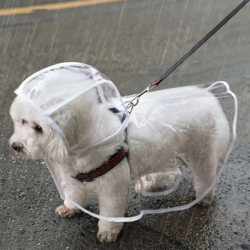Clear Waterproof Dog Raincoat – Harness-Friendly Rain Jacket for Small & Medium Dogs