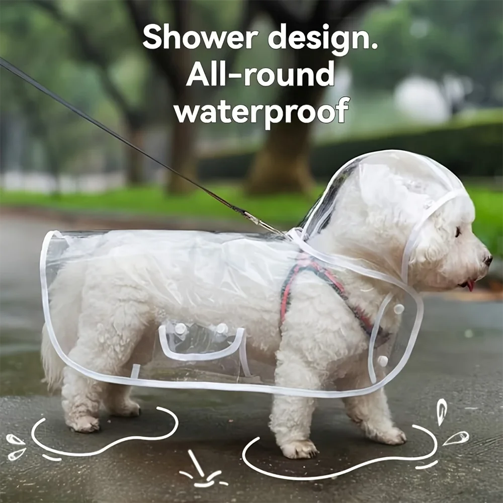 Clear Waterproof Dog Raincoat – Harness-Friendly Rain Jacket for Small & Medium Dogs