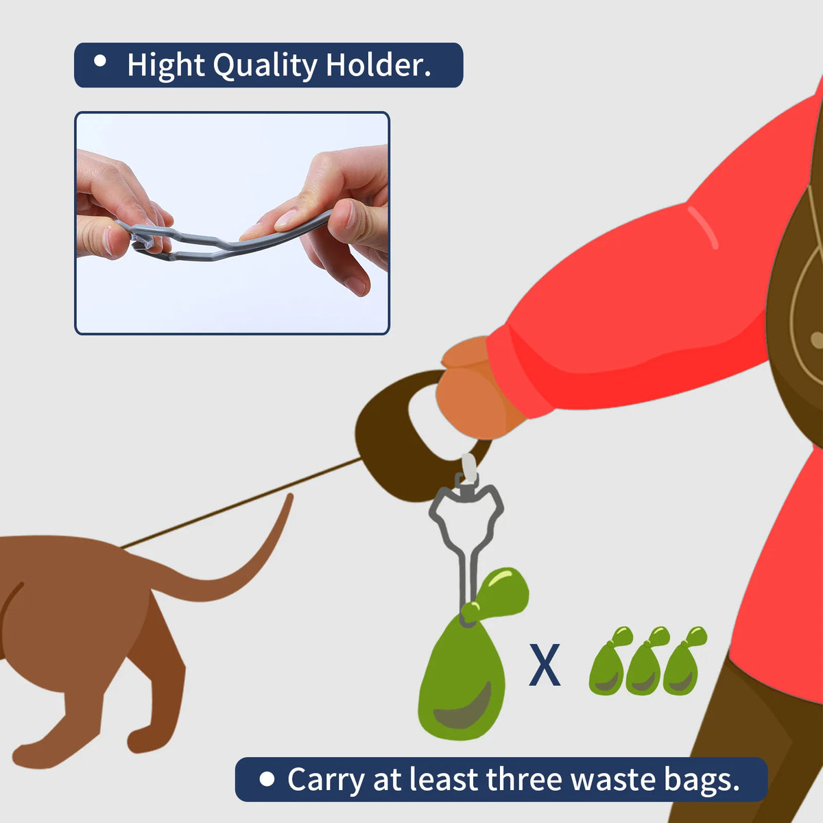 Hands-Free Dog Poop Bag Dispenser – Clip-On Holder for Any Leash