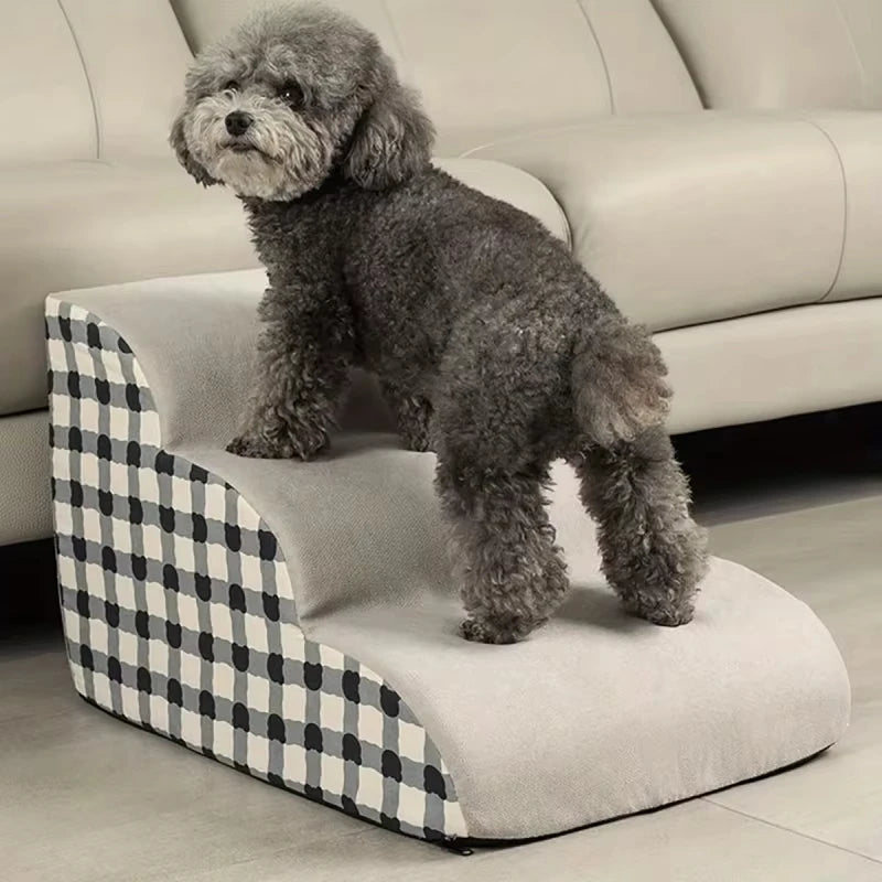 Foam Pet Stairs for Bed & Sofa – 2 or 3 Step Dog Ramp, Removable Washable Cover