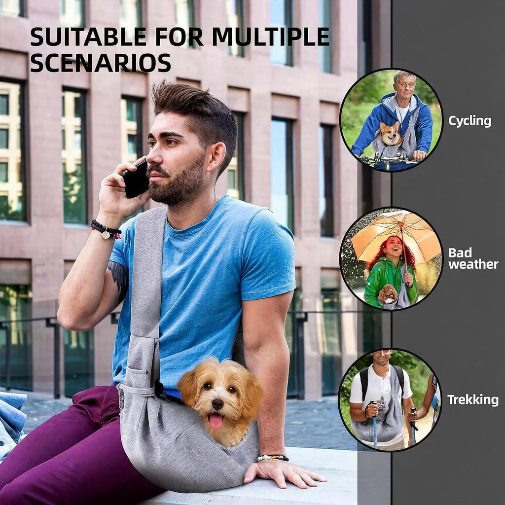 Cotton Dog Sling Bag – Comfortable Crossbody Carrier for Small Dogs (up to 7.5 kg)