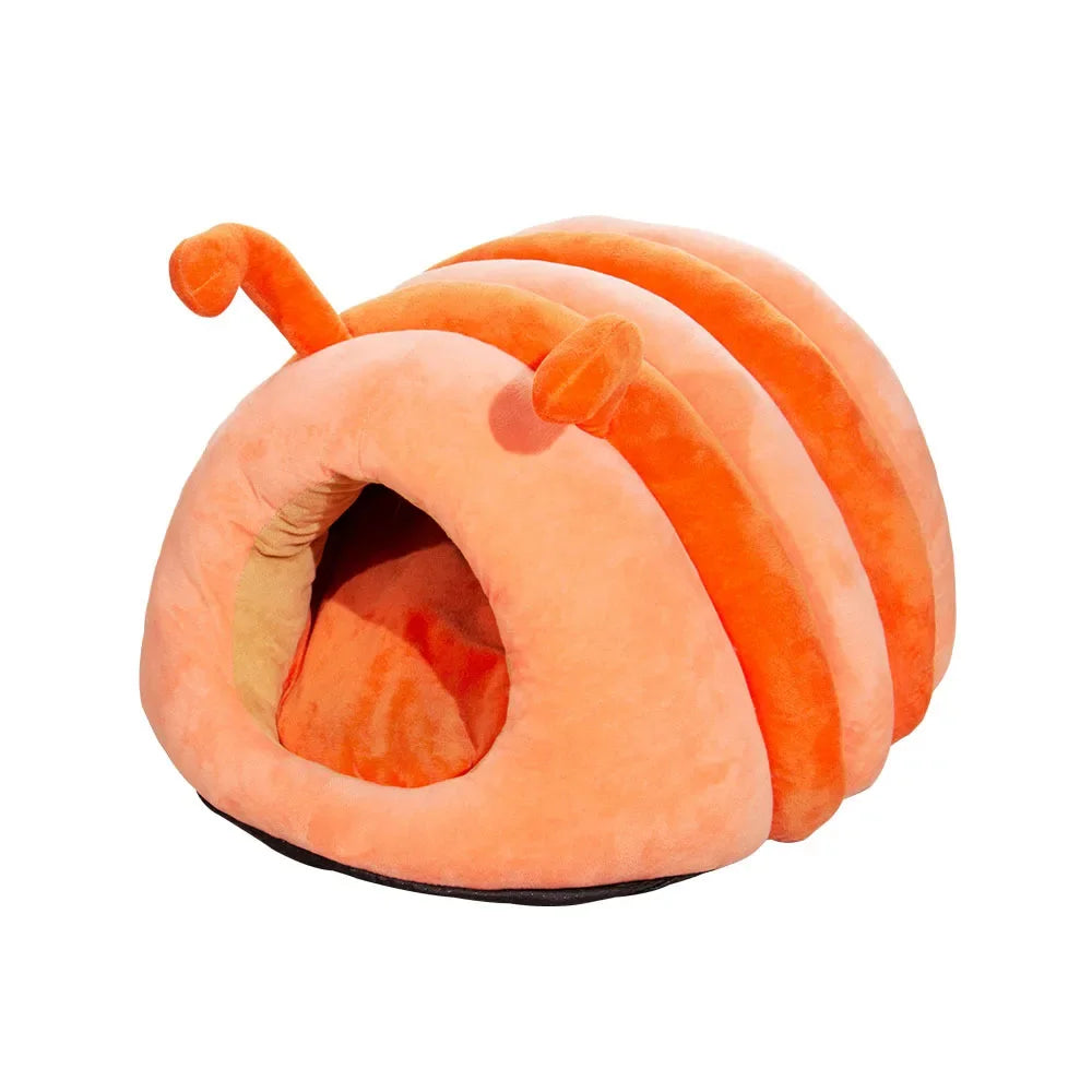Semi-Enclosed Cosy Pet Cave Bed – Warm Cotton Nest for Small Dogs & Cats