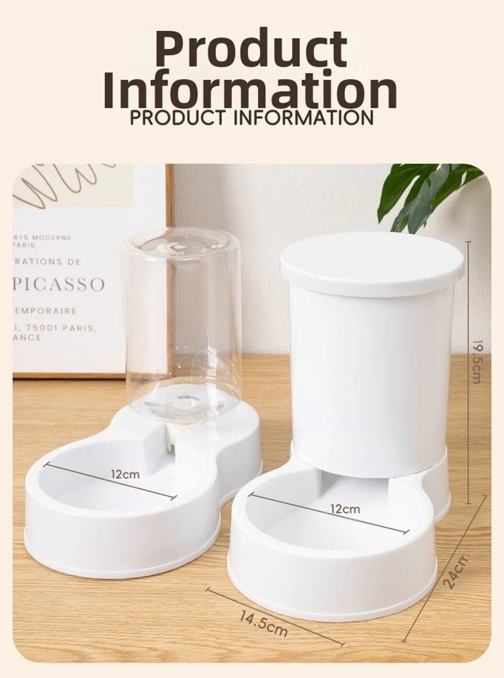 Automatic Gravity Dog Feeder or Water Dispenser – 1.2 L Water / 1.5 kg Food