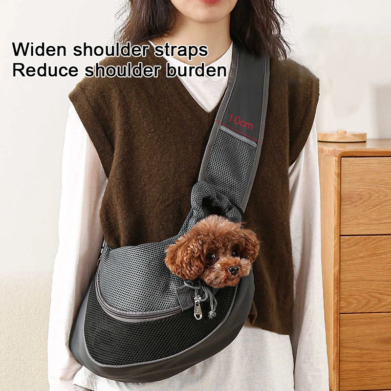 Breathable Mesh Dog Sling Carrier – Crossbody Pet Bag for Small Dogs