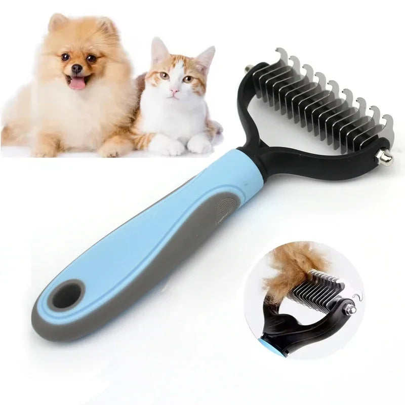Stainless Steel Dog Deshedding Brush – Undercoat Rake & Knot Remover