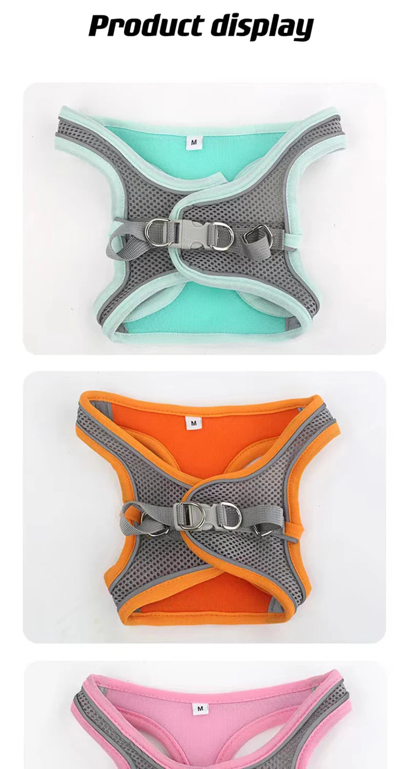 Reflective Mesh Dog Harness – Breathable, No-Pull, Escape-Proof Vest for Small Dogs