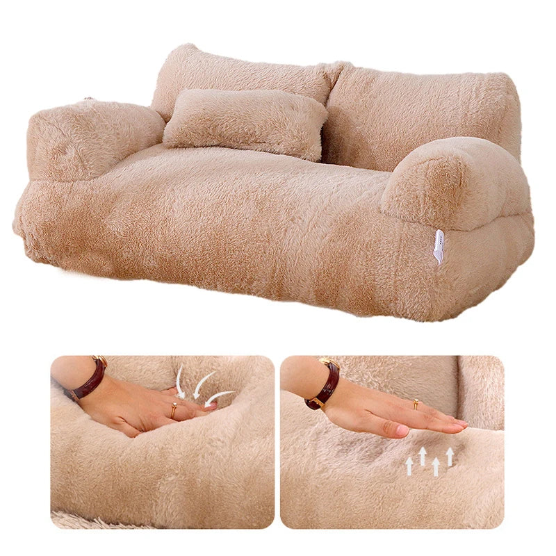 Fluffy Pet Sofa Bed – Removable, Washable & Non-Slip for Small Dogs