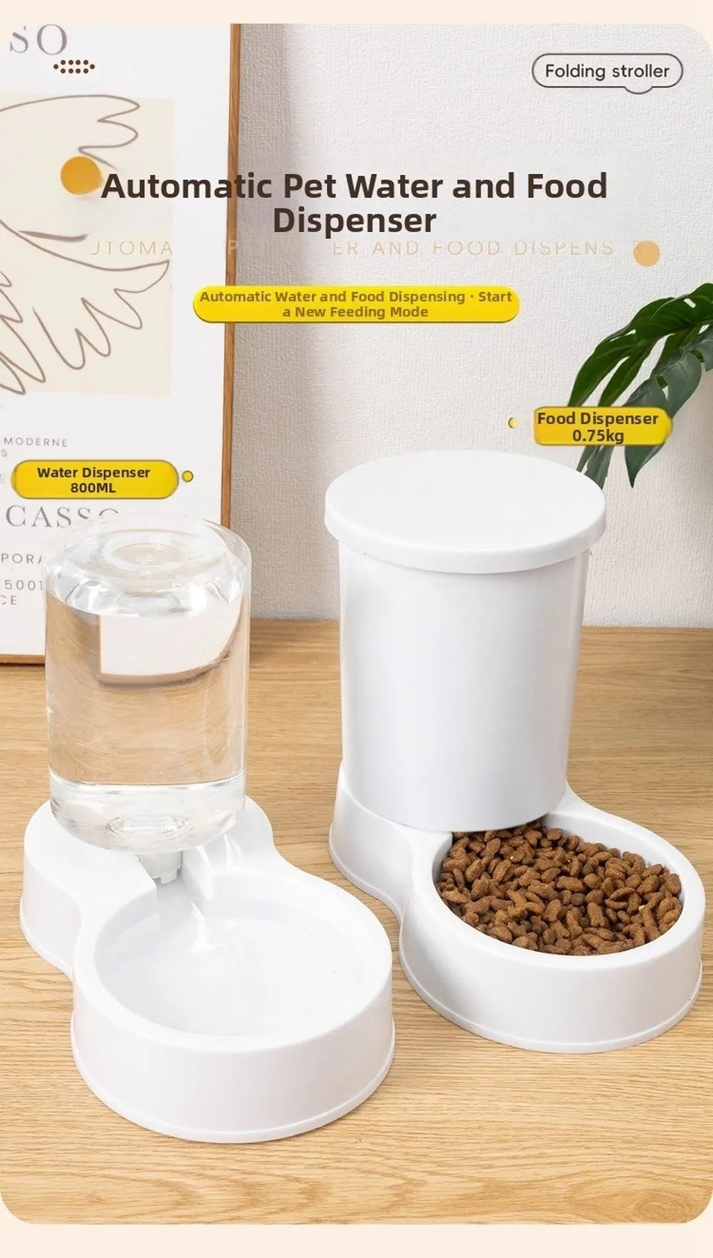 Automatic Gravity Dog Feeder or Water Dispenser – 1.2 L Water / 1.5 kg Food