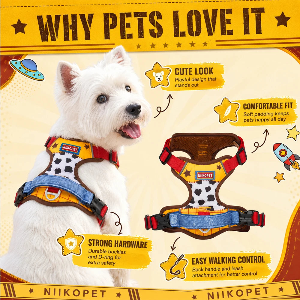 Padded Reflective Dog Harness – Breathable Mesh, Escape-Proof & Stylish