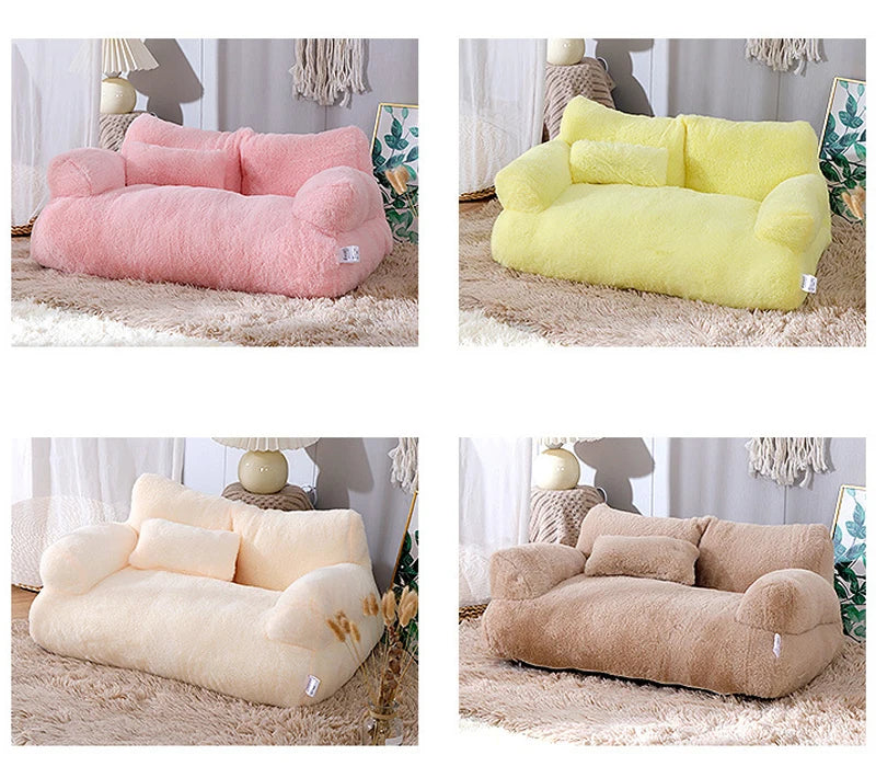 Fluffy Pet Sofa Bed – Removable, Washable & Non-Slip for Small Dogs