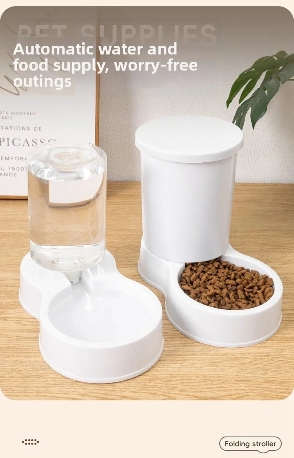 Automatic Gravity Dog Feeder or Water Dispenser – 1.2 L Water / 1.5 kg Food