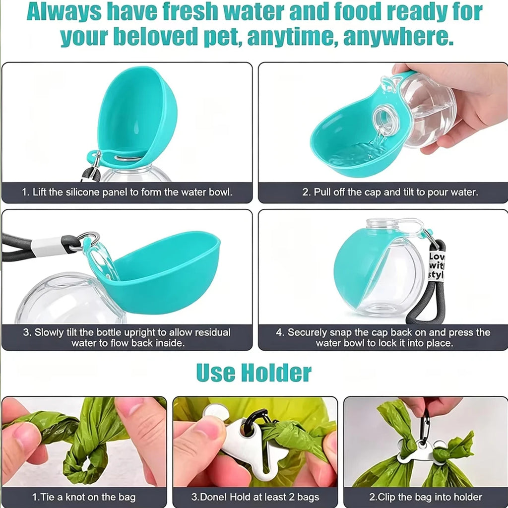 2-in-1 Portable Dog Water Bottle with Bowl – Leak-Proof, No-Spill for Walks & Hikes