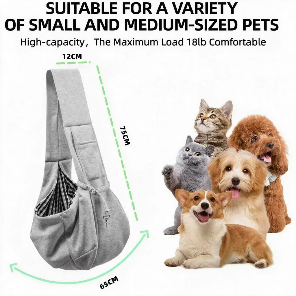 Cotton Dog Sling Bag – Comfortable Crossbody Carrier for Small Dogs (up to 7.5 kg)