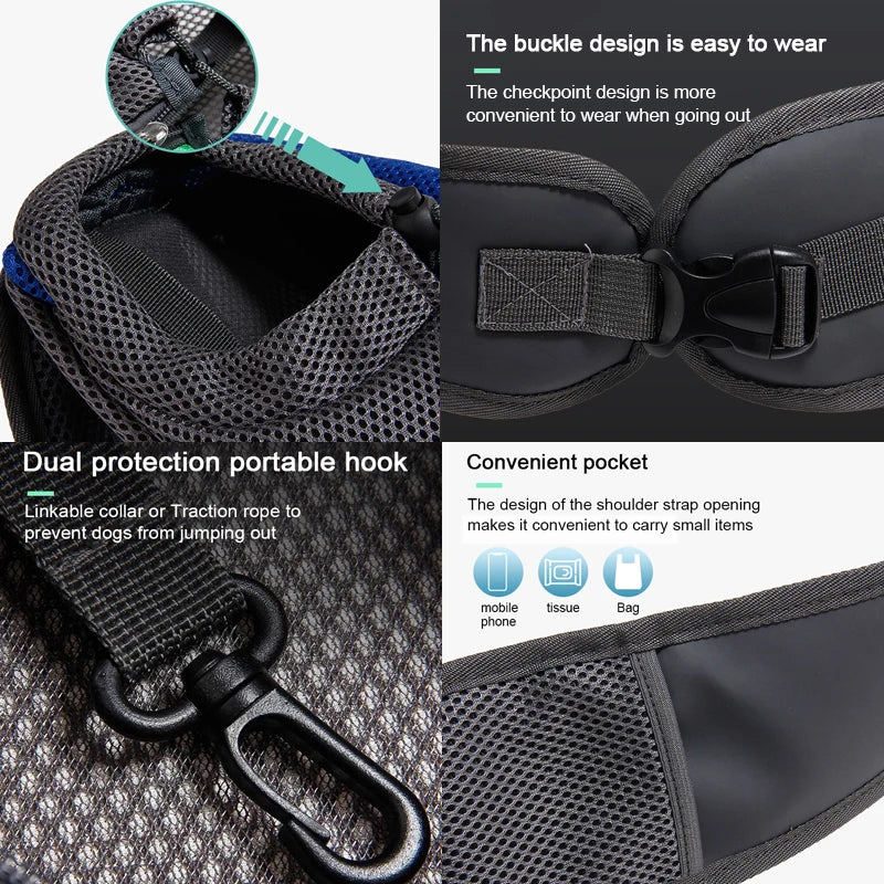 Breathable Mesh Dog Sling Carrier – Crossbody Pet Bag for Small Dogs