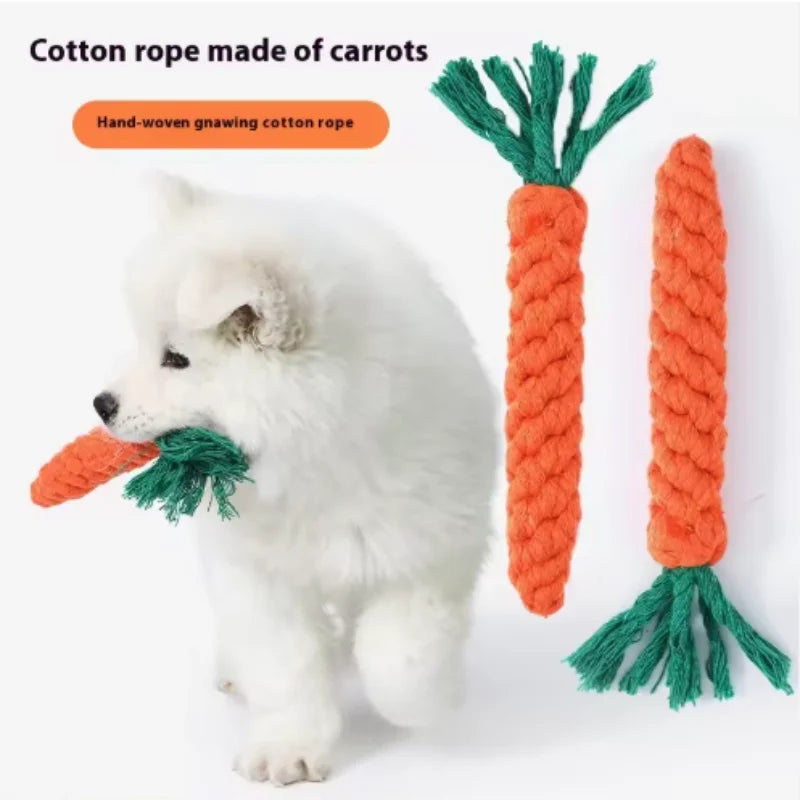 Cotton Rope Carrot Chew Toy – Durable Tug Toy for Puppies (Multipacks)