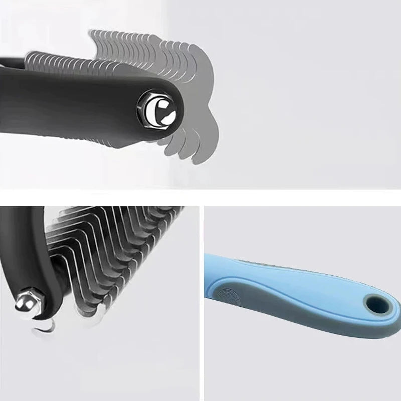 Stainless Steel Dog Deshedding Brush – Undercoat Rake & Knot Remover