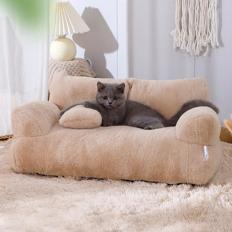 Fluffy Pet Sofa Bed – Removable, Washable & Non-Slip for Small Dogs