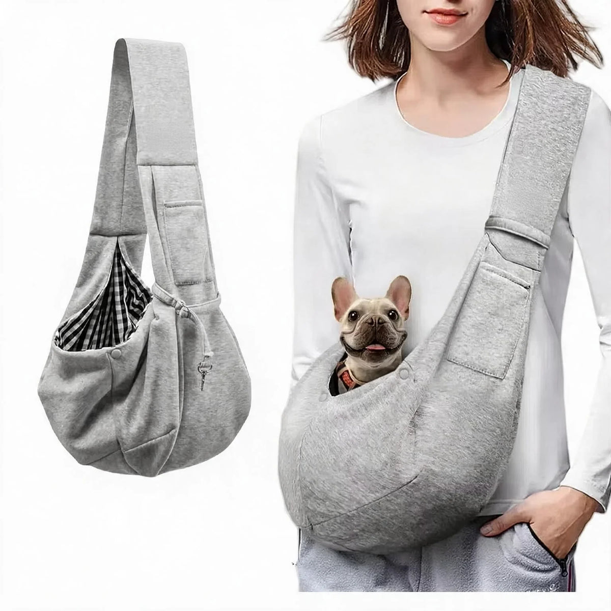 Cotton Dog Sling Bag – Comfortable Crossbody Carrier for Small Dogs (up to 7.5 kg)