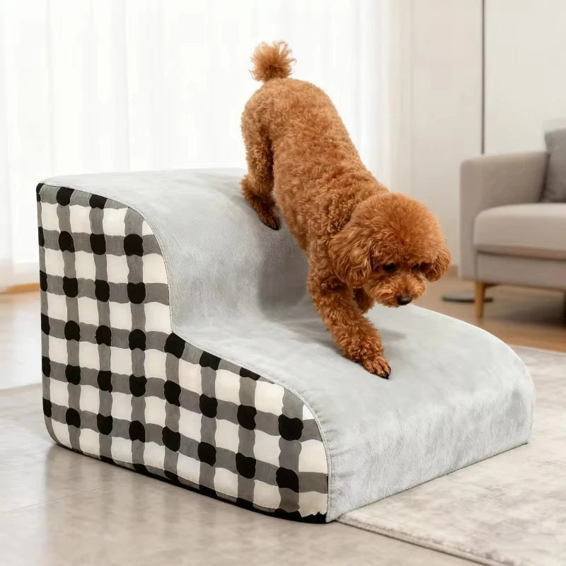Foam Pet Stairs for Bed & Sofa – 2 or 3 Step Dog Ramp, Removable Washable Cover