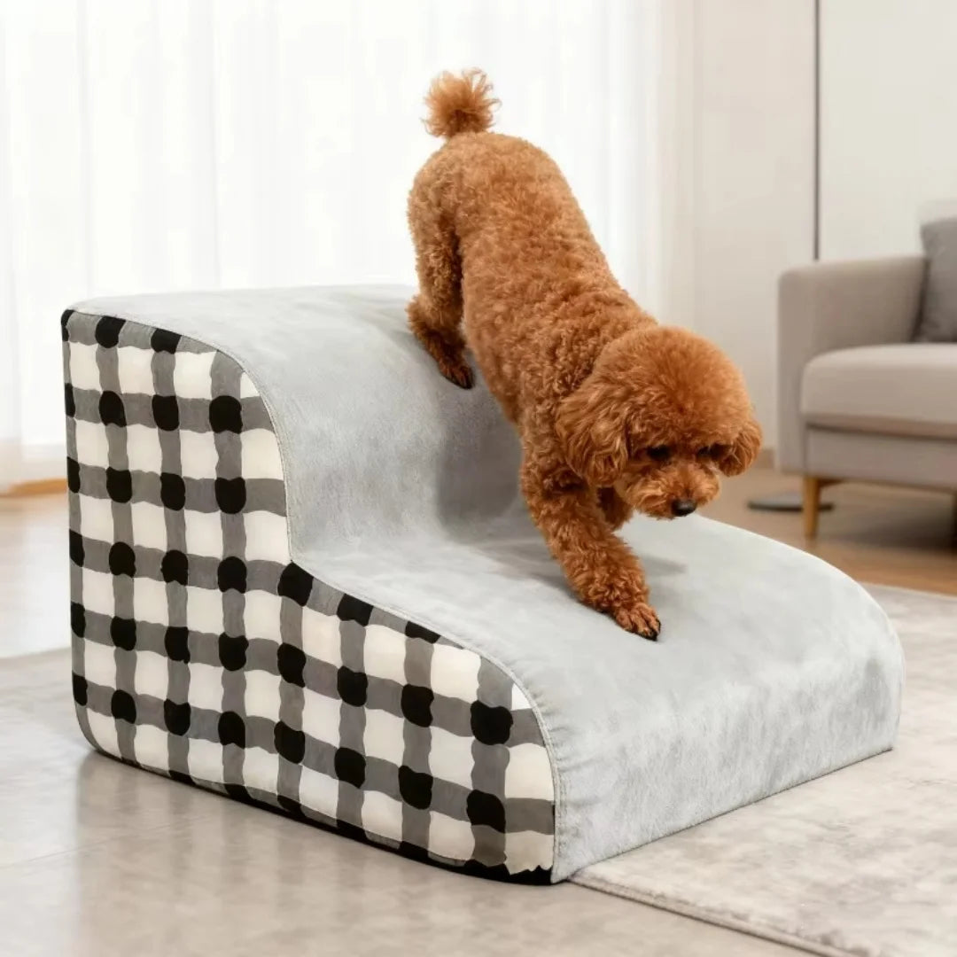 Foam Pet Stairs for Bed & Sofa – 2 or 3 Step Dog Ramp, Removable Washable Cover