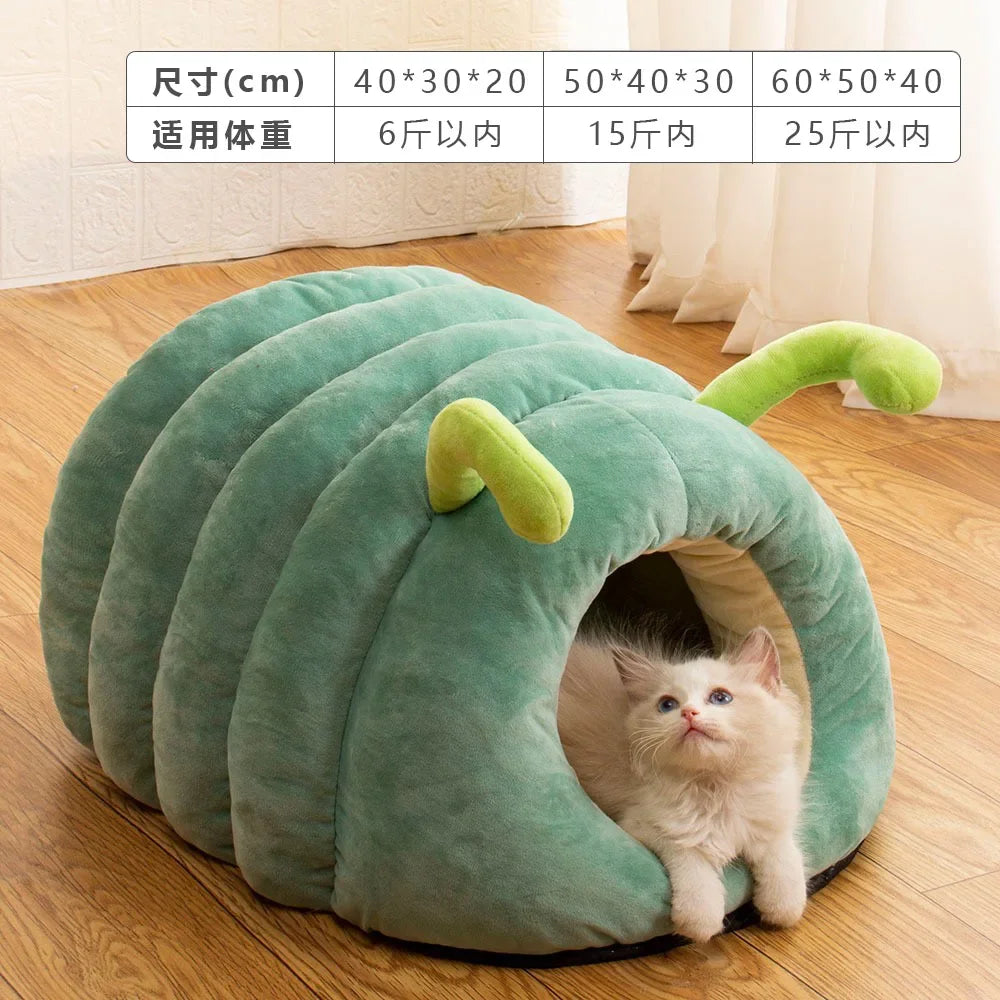 Semi-Enclosed Cosy Pet Cave Bed – Warm Cotton Nest for Small Dogs & Cats