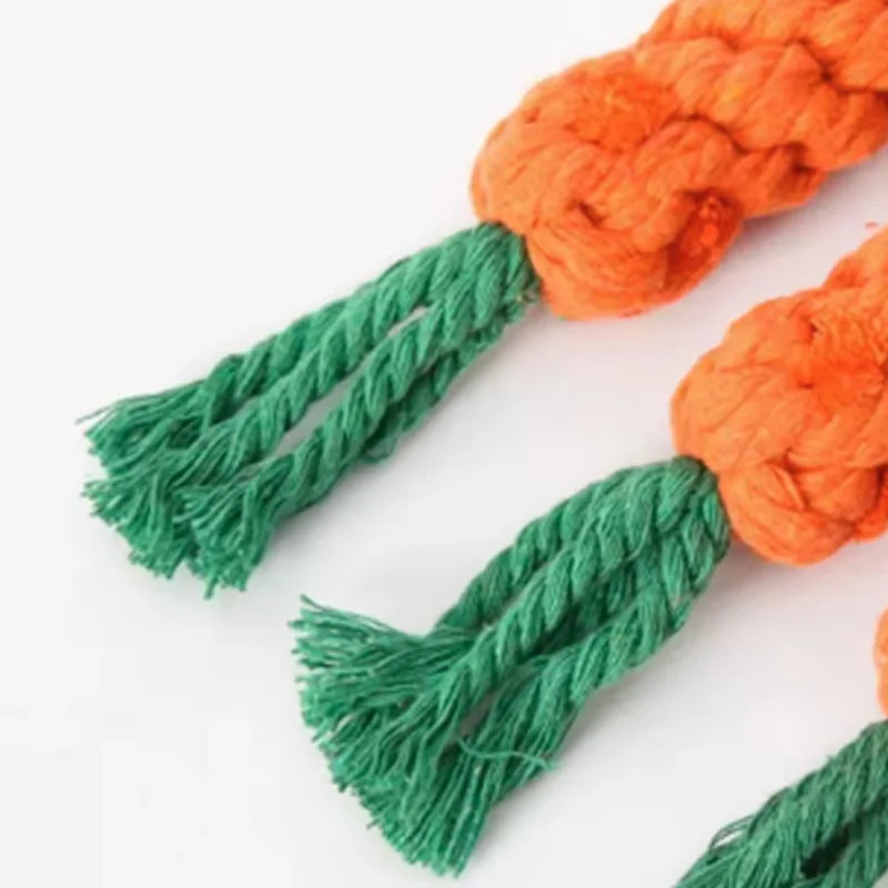 Cotton Rope Carrot Chew Toy – Durable Tug Toy for Puppies (Multipacks)