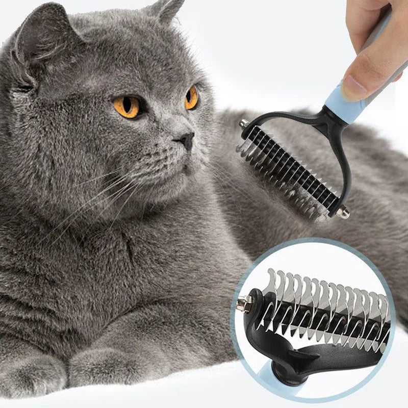 Stainless Steel Dog Deshedding Brush – Undercoat Rake & Knot Remover