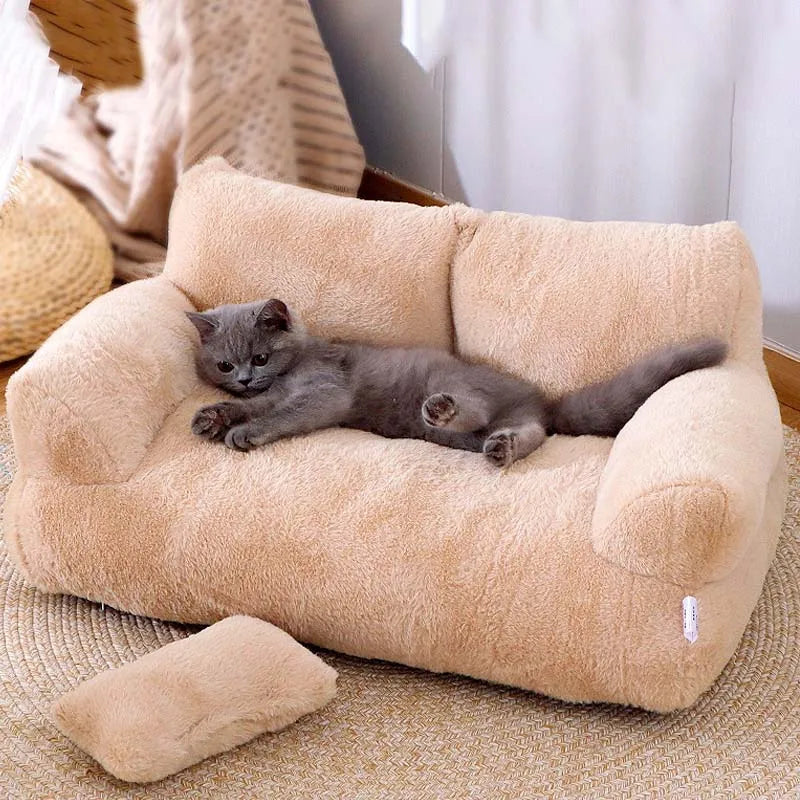 Fluffy Pet Sofa Bed – Removable, Washable & Non-Slip for Small Dogs
