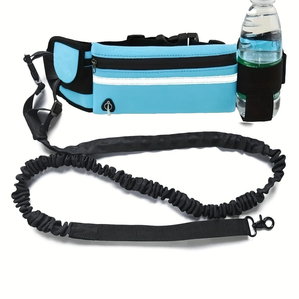 Hands-Free Bungee Dog Leash with Zip Waist Bag – For Running, Jogging & Walking