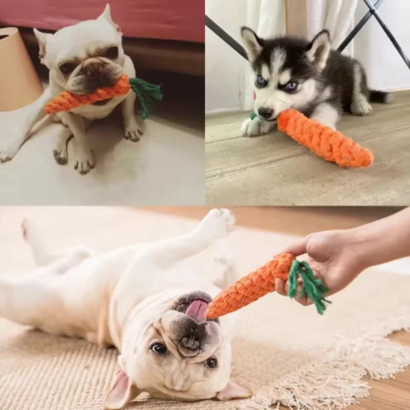 Cotton Rope Carrot Chew Toy – Durable Tug Toy for Puppies (Multipacks)