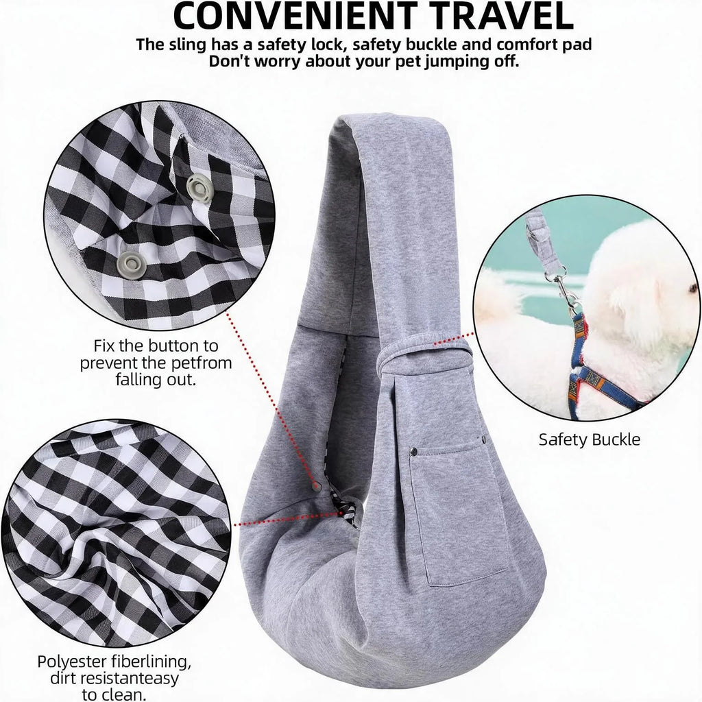 Cotton Dog Sling Bag – Comfortable Crossbody Carrier for Small Dogs (up to 7.5 kg)