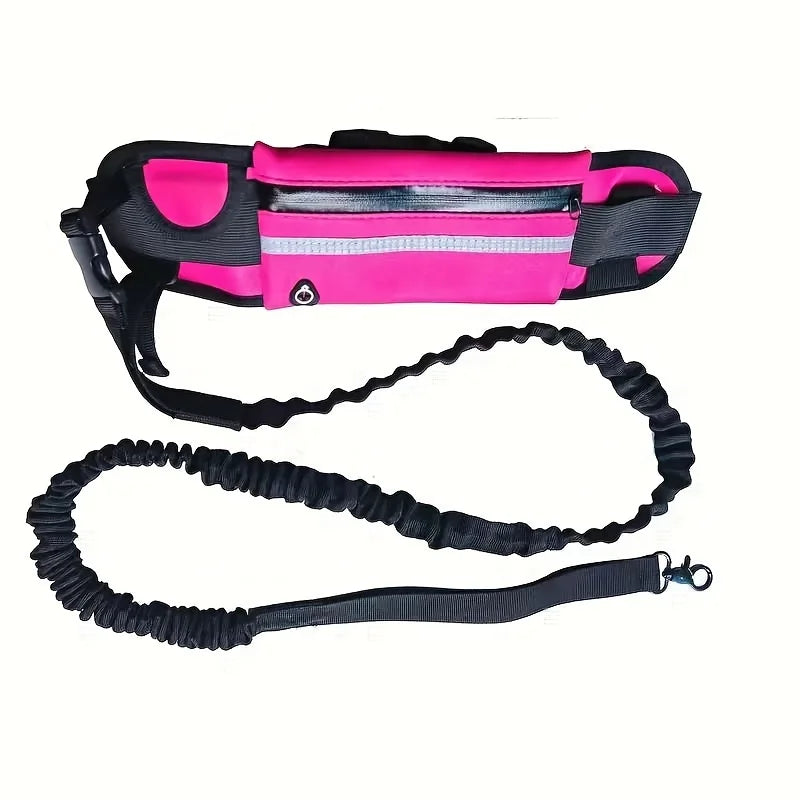 Hands-Free Bungee Dog Leash with Zip Waist Bag – For Running, Jogging & Walking