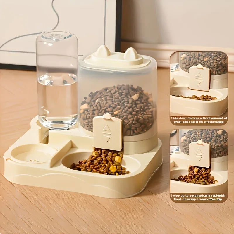 2-in-1 Gravity Pet Feeder & Water Dispenser – Large Capacity, No Batteries Needed