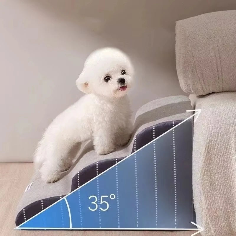Foam Pet Stairs for Bed & Sofa – 2 or 3 Step Dog Ramp, Removable Washable Cover