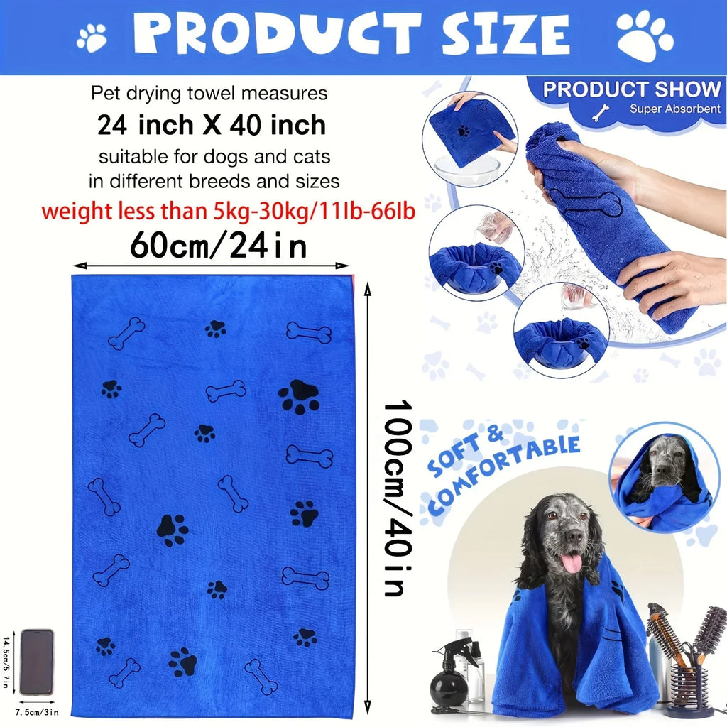 Quick-Drying Microfiber Dog Towel – Super-Absorbent Bath Towel (1, 2 or 4 Pack)