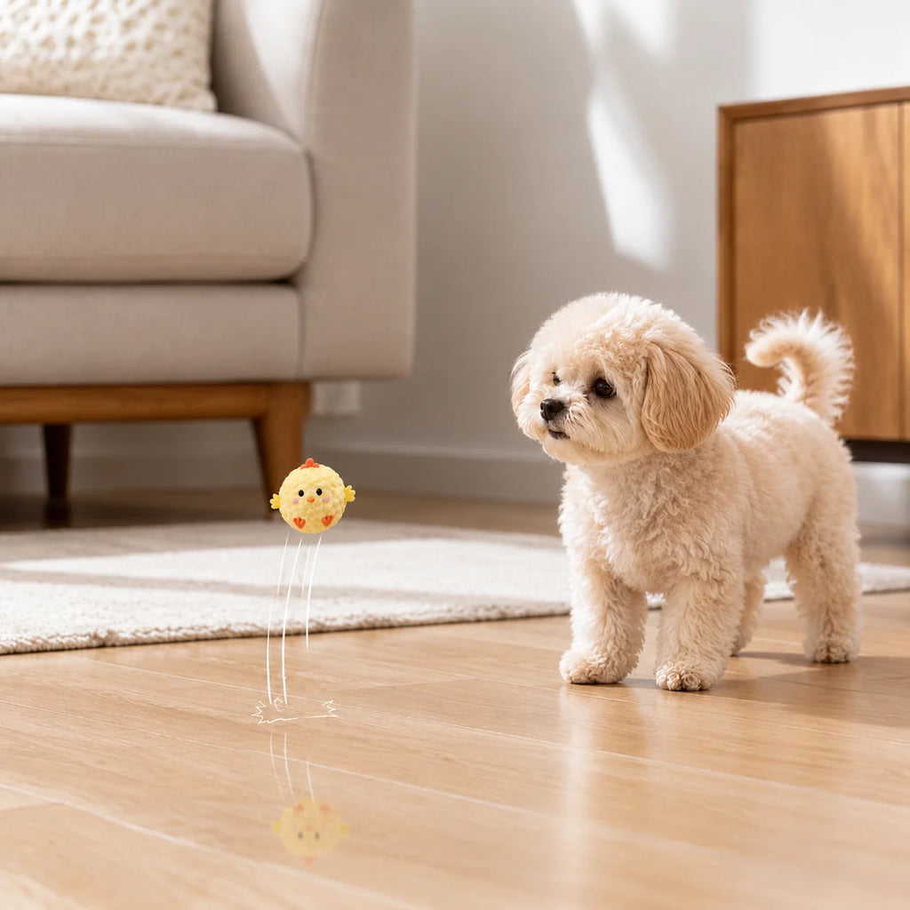 Squeaky Bouncing Ball Toy for Small Dogs – Cute Animal Design (2-Pack Available)