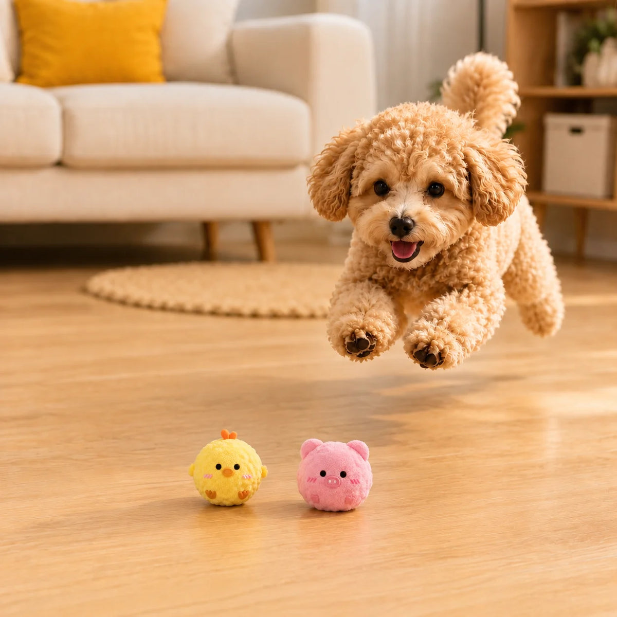 Squeaky Bouncing Ball Toy for Small Dogs – Cute Animal Design (2-Pack Available)