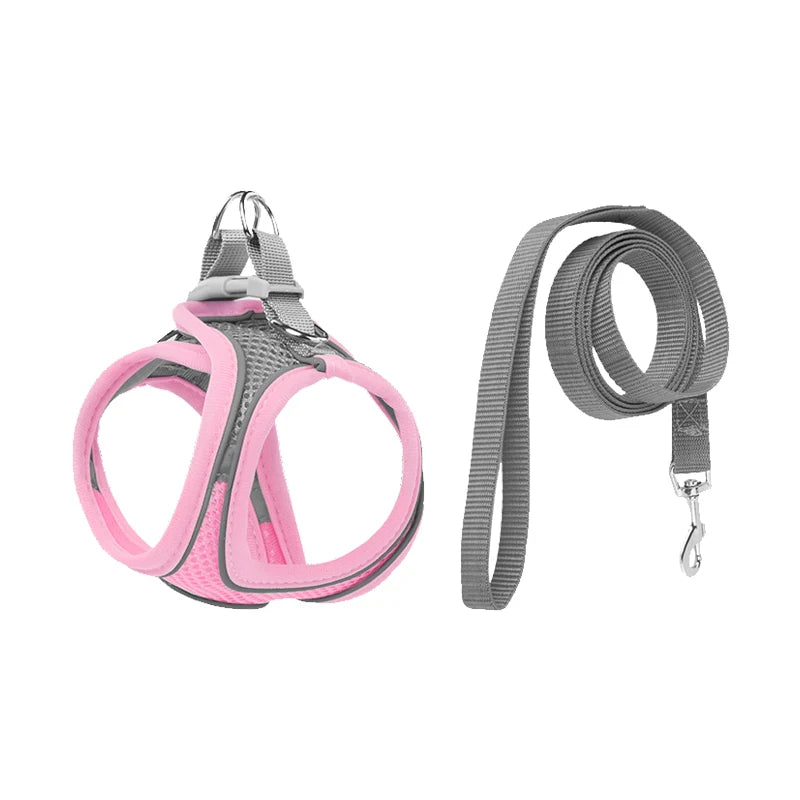 Reflective Mesh Dog Harness – Breathable, No-Pull, Escape-Proof Vest for Small Dogs