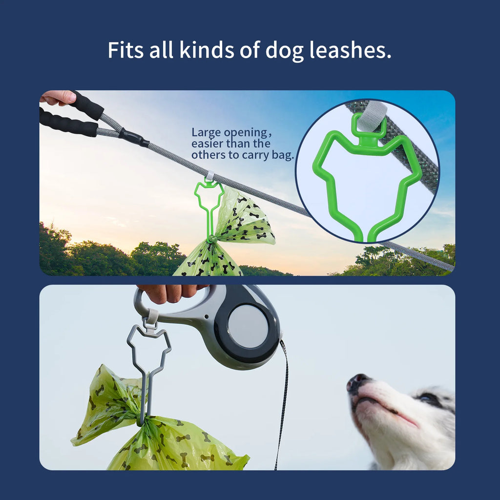 Hands-Free Dog Poop Bag Dispenser – Clip-On Holder for Any Leash