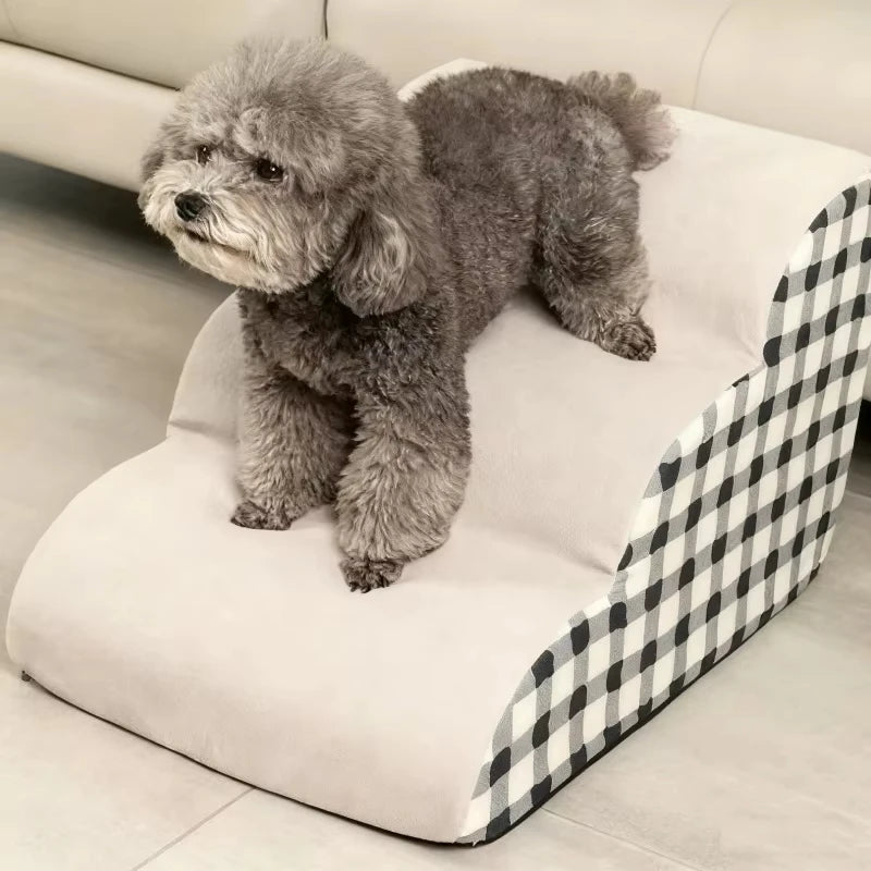 Foam Pet Stairs for Bed & Sofa – 2 or 3 Step Dog Ramp, Removable Washable Cover