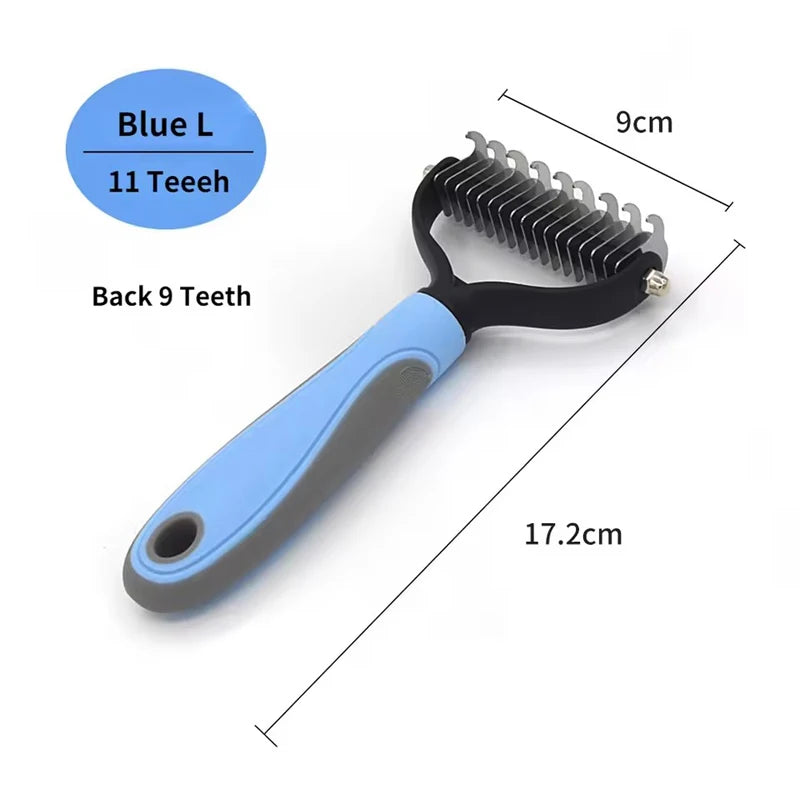 Stainless Steel Dog Deshedding Brush – Undercoat Rake & Knot Remover