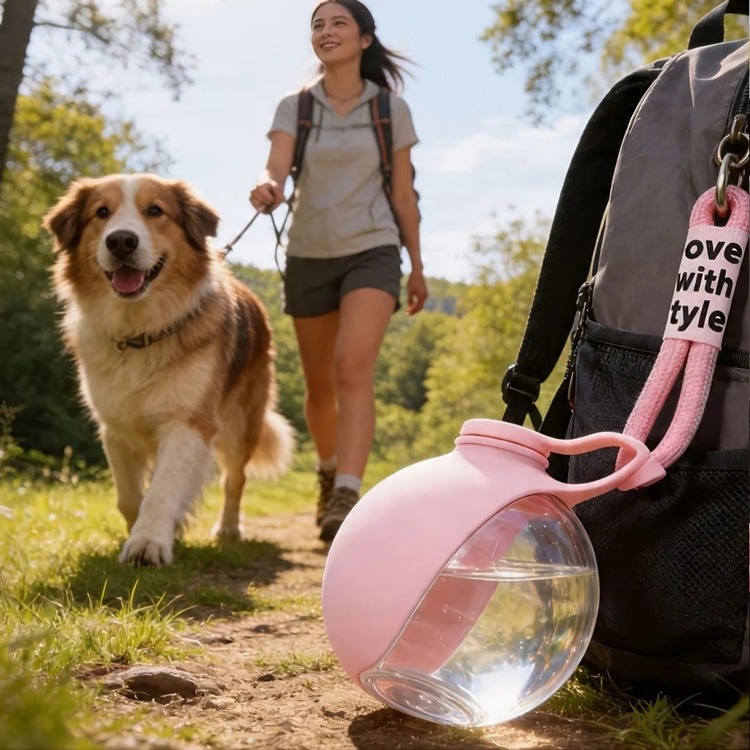 2-in-1 Portable Dog Water Bottle with Bowl – Leak-Proof, No-Spill for Walks & Hikes