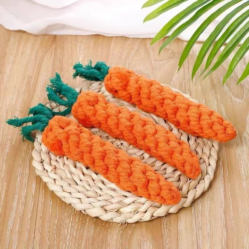 Cotton Rope Carrot Chew Toy – Durable Tug Toy for Puppies (Multipacks)