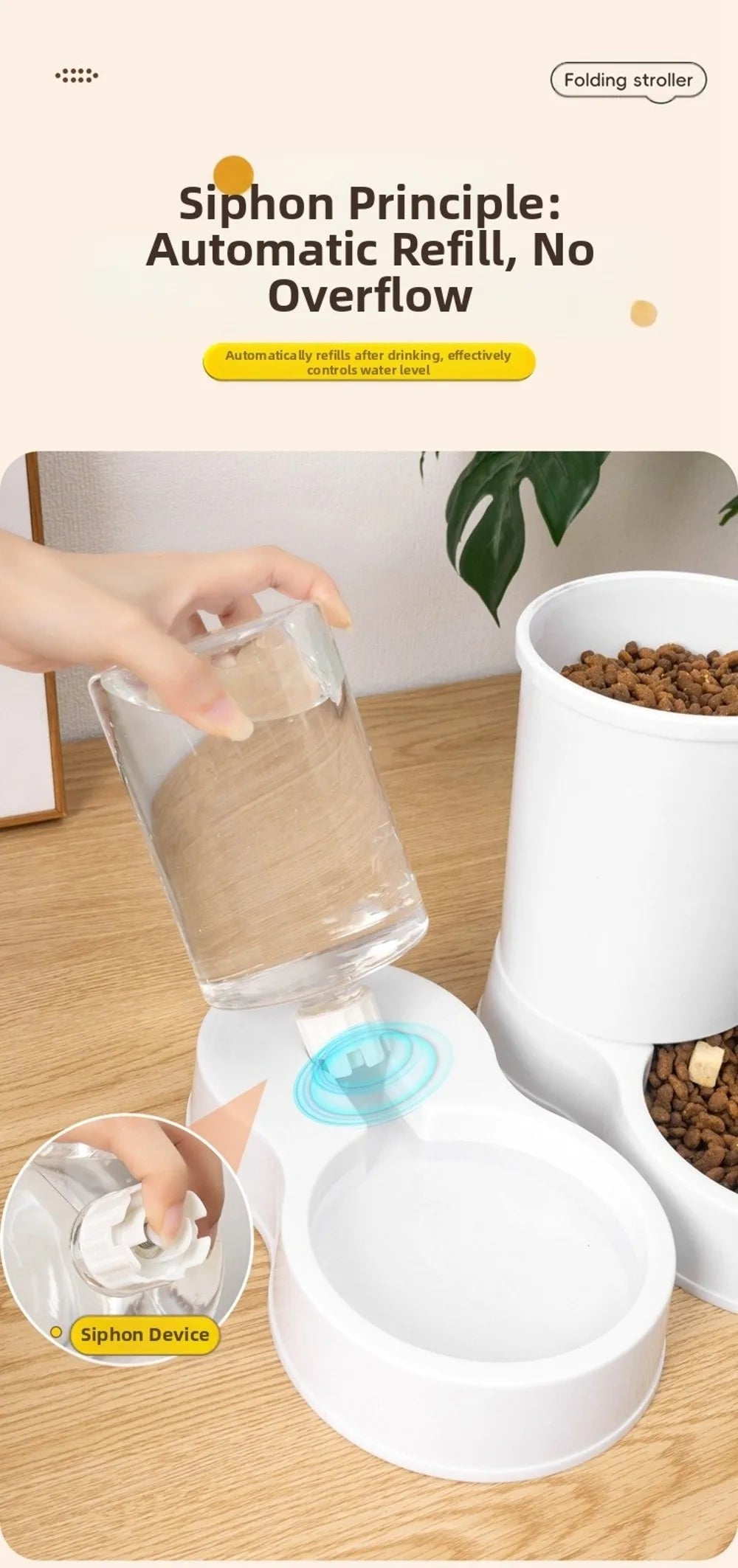 Automatic Gravity Dog Feeder or Water Dispenser – 1.2 L Water / 1.5 kg Food