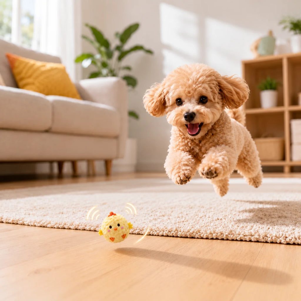 Squeaky Bouncing Ball Toy for Small Dogs – Cute Animal Design (2-Pack Available)