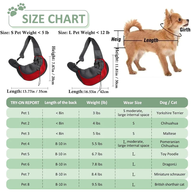 Breathable Mesh Dog Sling Carrier – Crossbody Pet Bag for Small Dogs