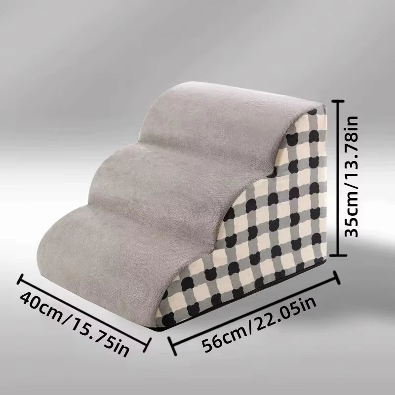 Foam Pet Stairs for Bed & Sofa – 2 or 3 Step Dog Ramp, Removable Washable Cover