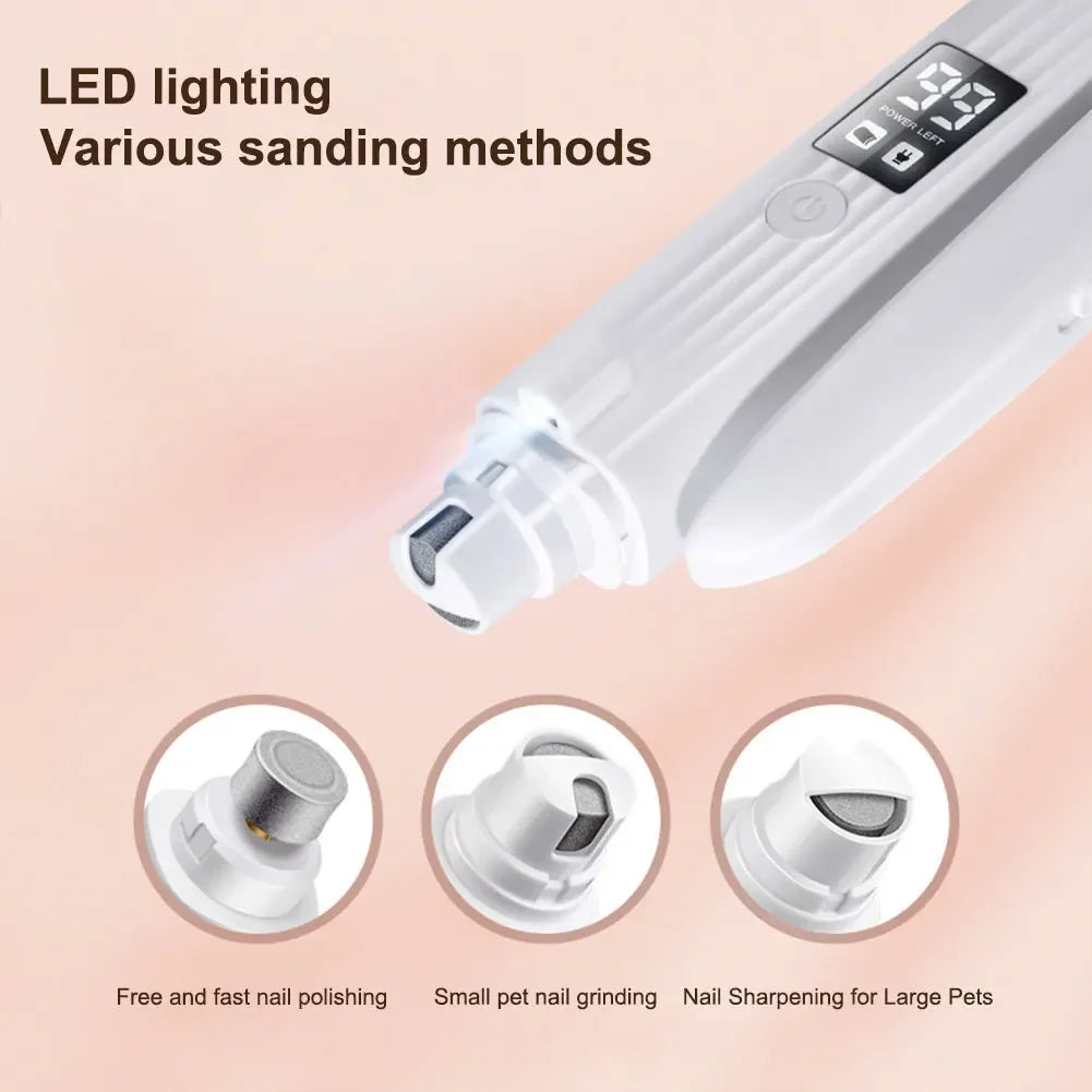 2-in-1 Dog Nail Grinder & Clipper – Rechargeable, Quiet, with LED Light