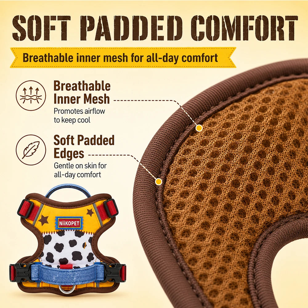 Padded Reflective Dog Harness – Breathable Mesh, Escape-Proof & Stylish
