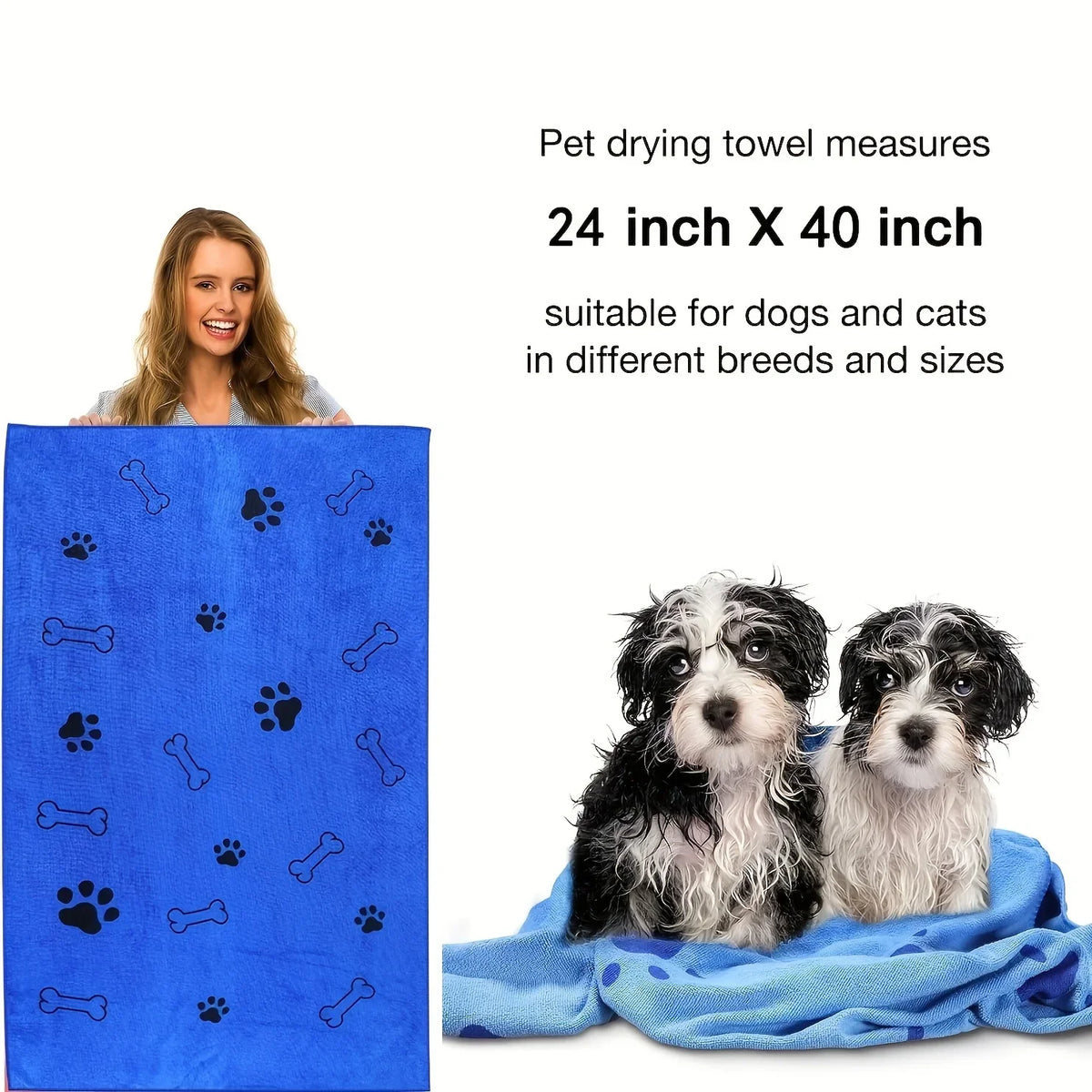 Quick-Drying Microfiber Dog Towel – Super-Absorbent Bath Towel (1, 2 or 4 Pack)